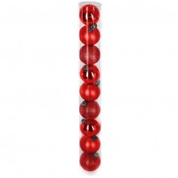 Juego 9 bolas navidad rojas...